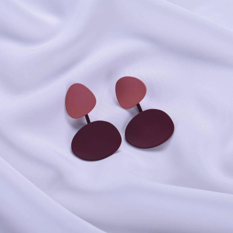 Picture of Maroon Matte Double Dropped Earrings