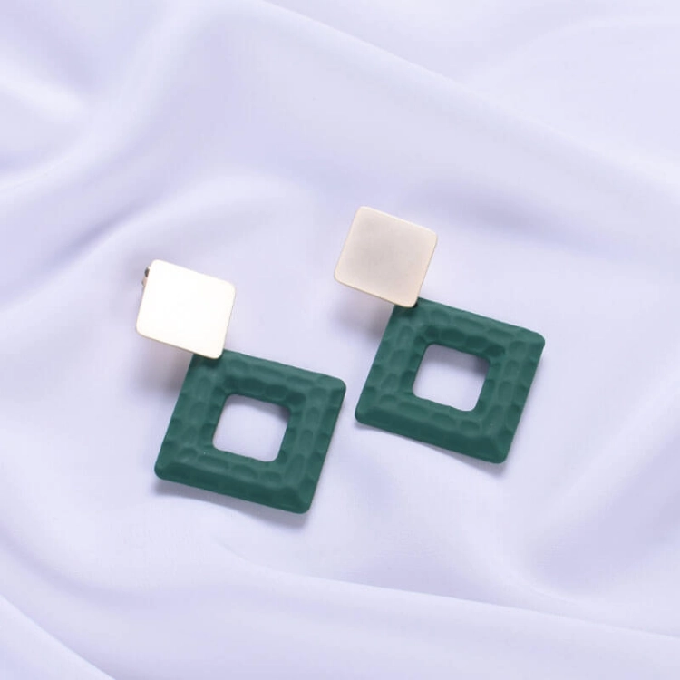 Picture of Green Square Shape Earrings