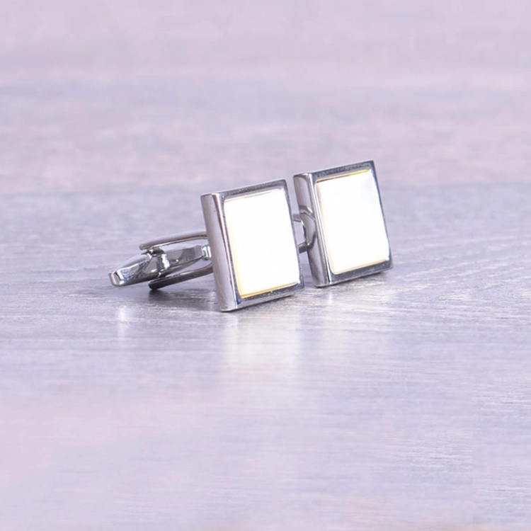 Picture of Silver Cufflink With White Stone
