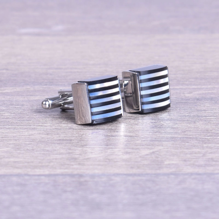Picture of Silver Cufflink With Lines Stone