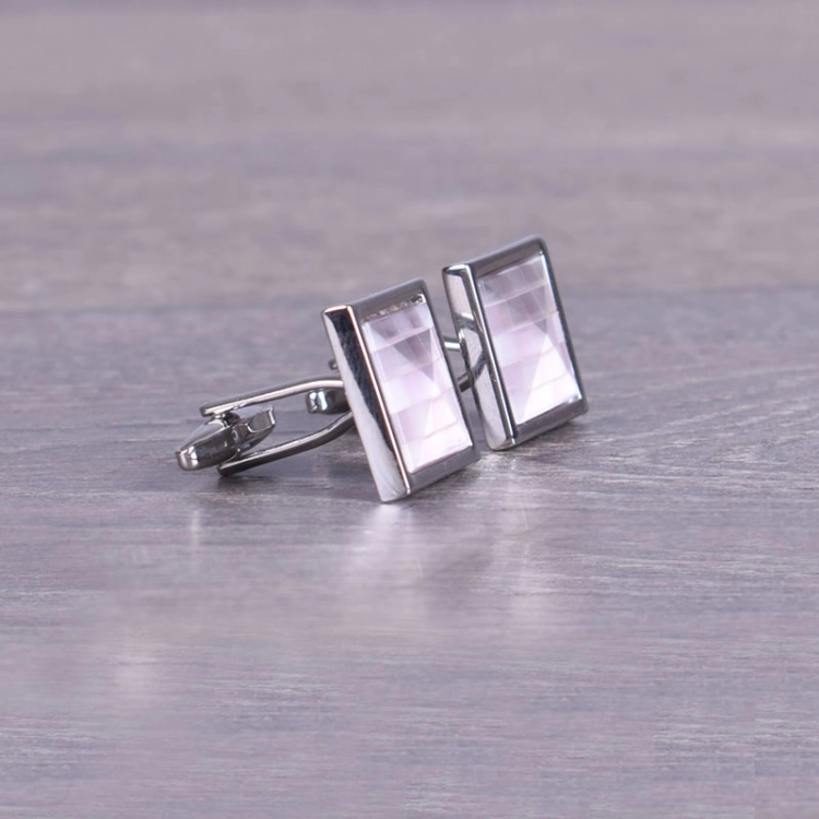 Picture of Silver Cufflink With Light Pink Stone