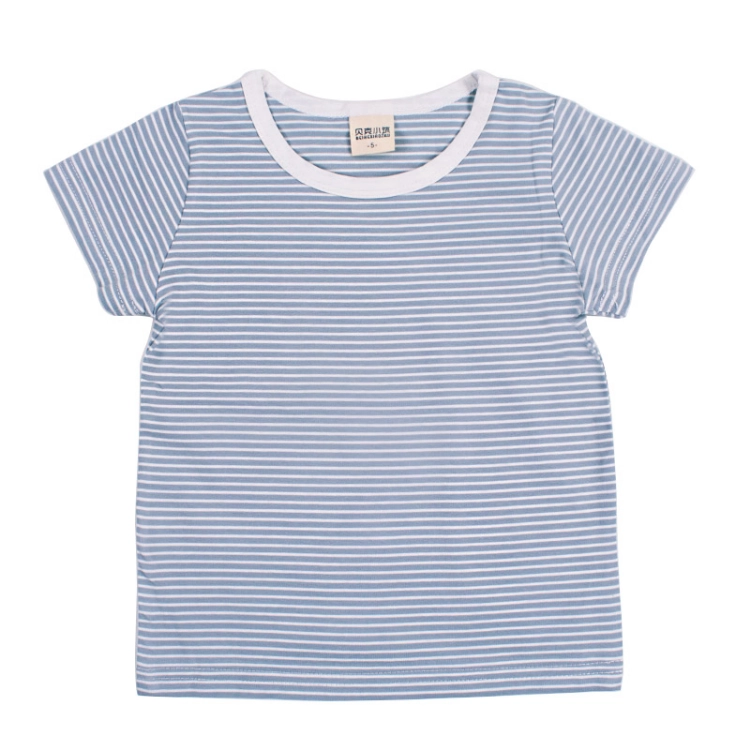 Picture of Striped Blue Cotton T-shirt For Kids