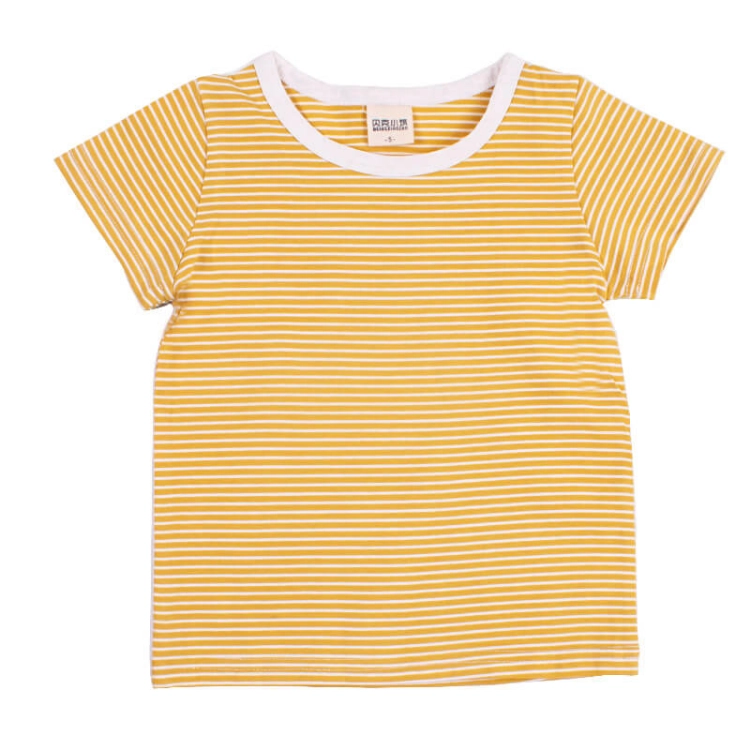 Picture of Striped Yellow Cotton T-shirt For Kids