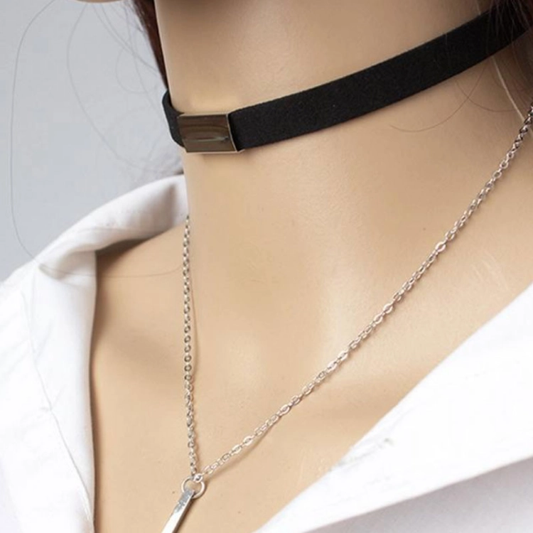 Picture of Black Choker With Golden Necklace For Women