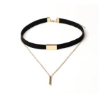 Picture of Black Choker With Golden Necklace For Women