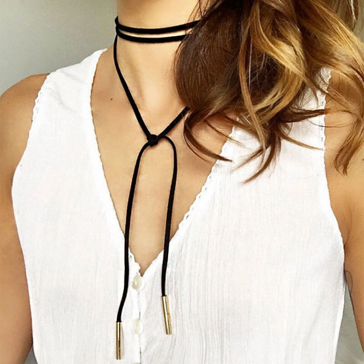 Picture of Black And Golden Multi Ties Choker For Women
