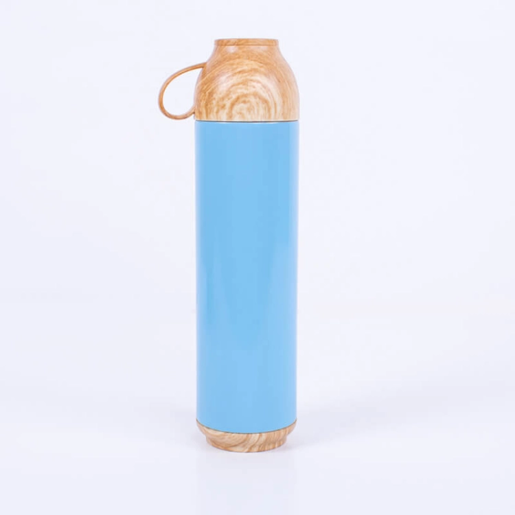 Picture of 500 ML Blue Wooden Hot and Cold Beverage Bottle