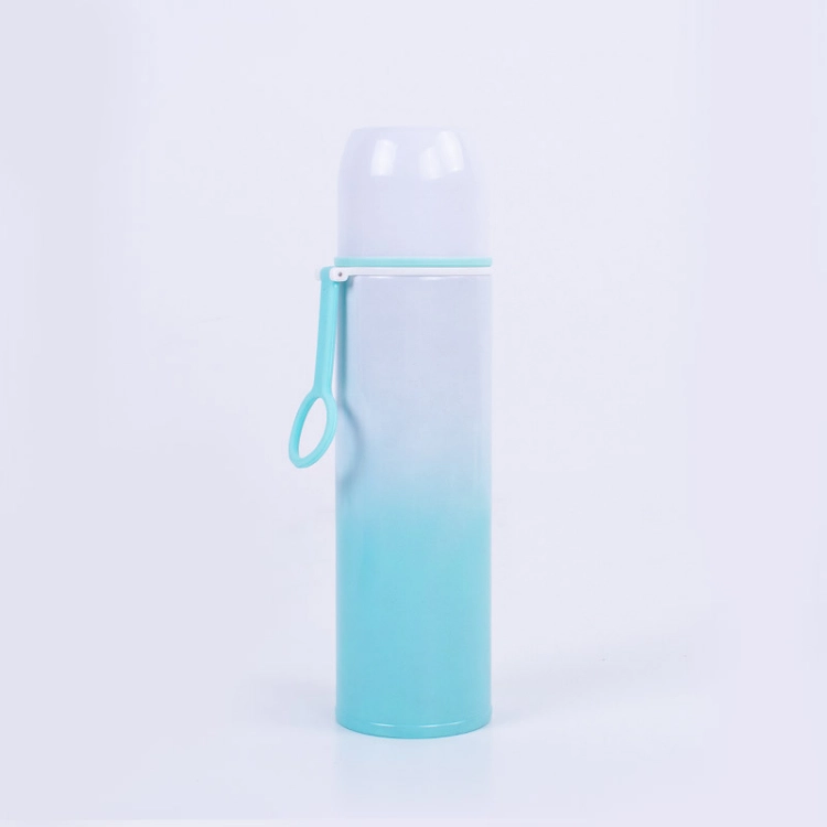 Picture of 450 ML White and Turquoise Hot and Cold Beverage Bottle with Cups (With Name Printing Option)