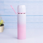 Picture of 450 ML White and Pink Hot and Cold Beverage Bottle with Cups (With Name Printing Option)