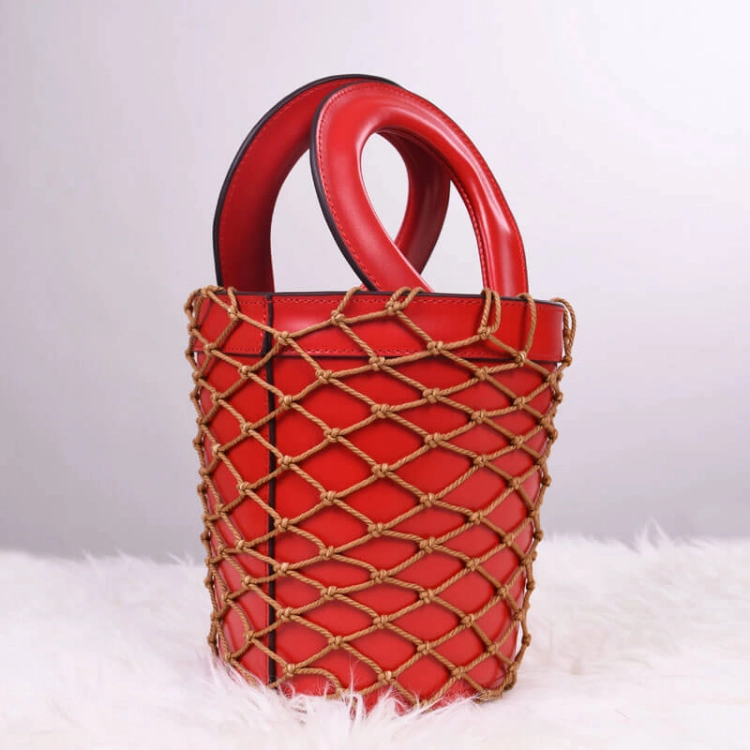 Picture of Red Hand Bag With Net For Women