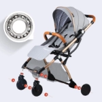 Picture of Grey Baby Stroller With Brown Handle (With Bag Name Embroidery Option)