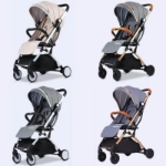 Picture of Grey Baby Stroller With Brown Handle (With Bag Name Embroidery Option)