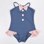 Picture of Grey Swimsuit with Pink Bow with Swimming Cap