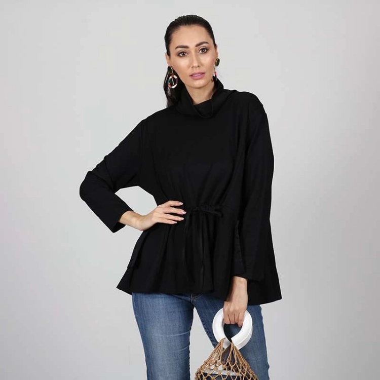 Picture of Basic Black Women Top With Side Pockets