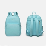 Picture of Blue Leather Maternity Backpack With Changing Pad Travel (With Name Embroidery)