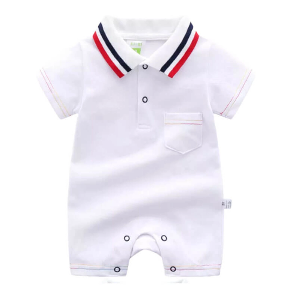 Picture of White Suit with Collar For Newborns (With Name Embroidery Option)