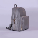 Picture of Grey Leather Maternity Backpack With Changing Pad Travel (With Name Embroidery)