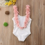 Picture of White Swimsuit With Pink Floral Sleeve For Girls