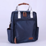 Picture of Navy Blue With Grey Strap Maternity Backpack For Baby Care (With Name Embroidery)