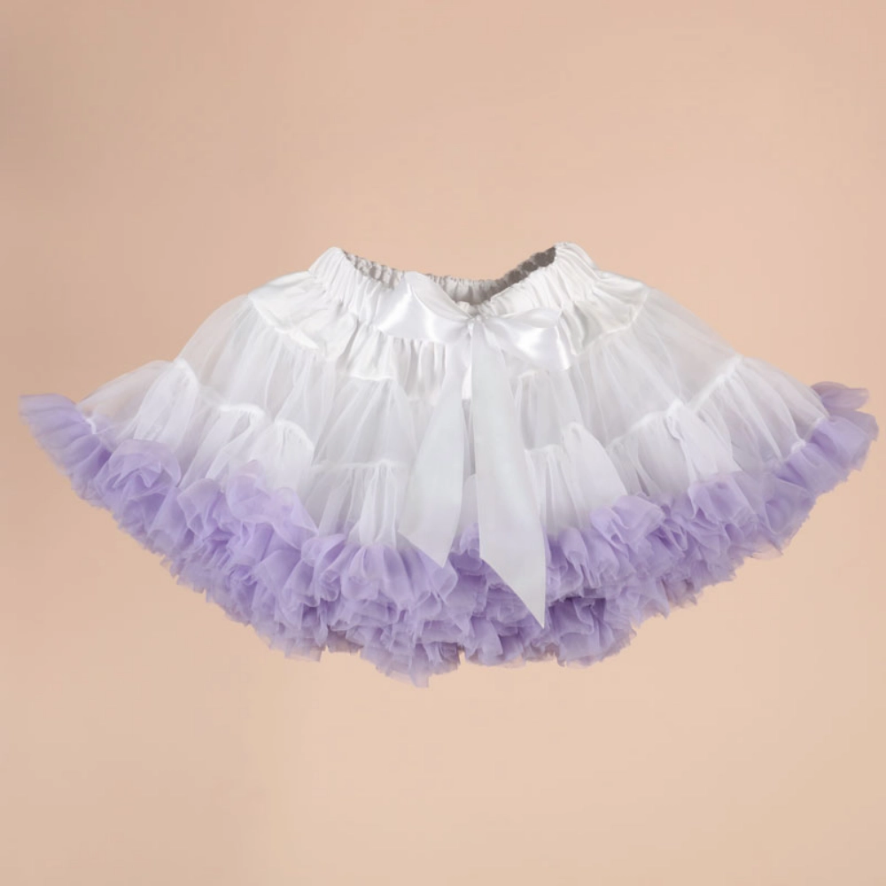 Picture of White And Light Purple Fluffy Skirt For Girls