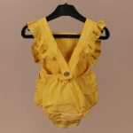 Picture of Yellow Sleeveless Suit For Babies (With Name Embroidery)