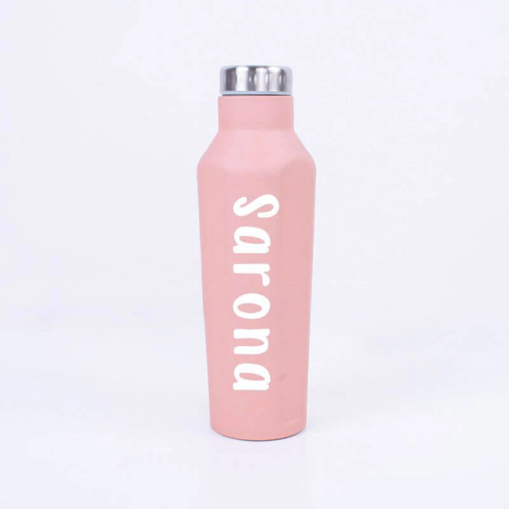 Picture of 500 ML Pink Hot and Cold Beverage Conical Bottle (With Name Printing)