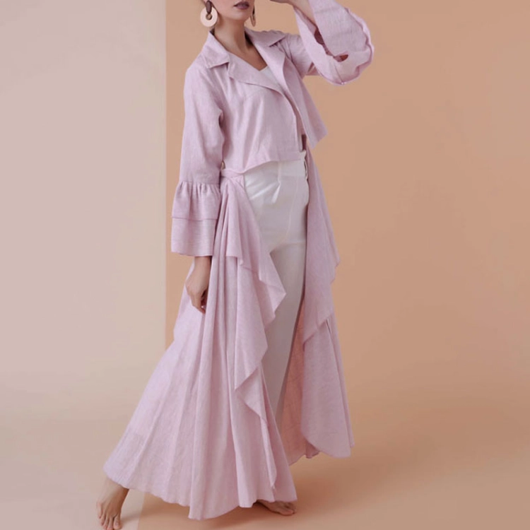Picture of Pink Bisht With Long Collar For Women
