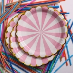 Picture of Light Pink And White Pattern Paper Plate
