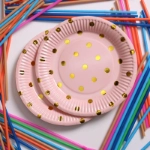 Picture of Pink And Gold Dotted Paper Plate