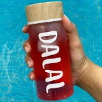 Picture of Wooden Cap Transparent Beverage Bottle (With Name Printing)