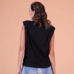 Picture of Black High Fashion Padded Shoulder Top for Women 