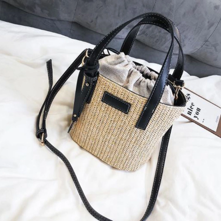 Picture of Brown And Black Crossbody Bucket Bag For Women
