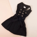 Picture of Black Sleeveless Dress With Buttons For Girls (With Name Printing)