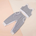 Picture of Two Pieces Grey Sleeveless Set For Kids (With Name Printing)