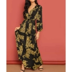 Picture of Bishop Sleeve Scarf Print Wrap Dress
