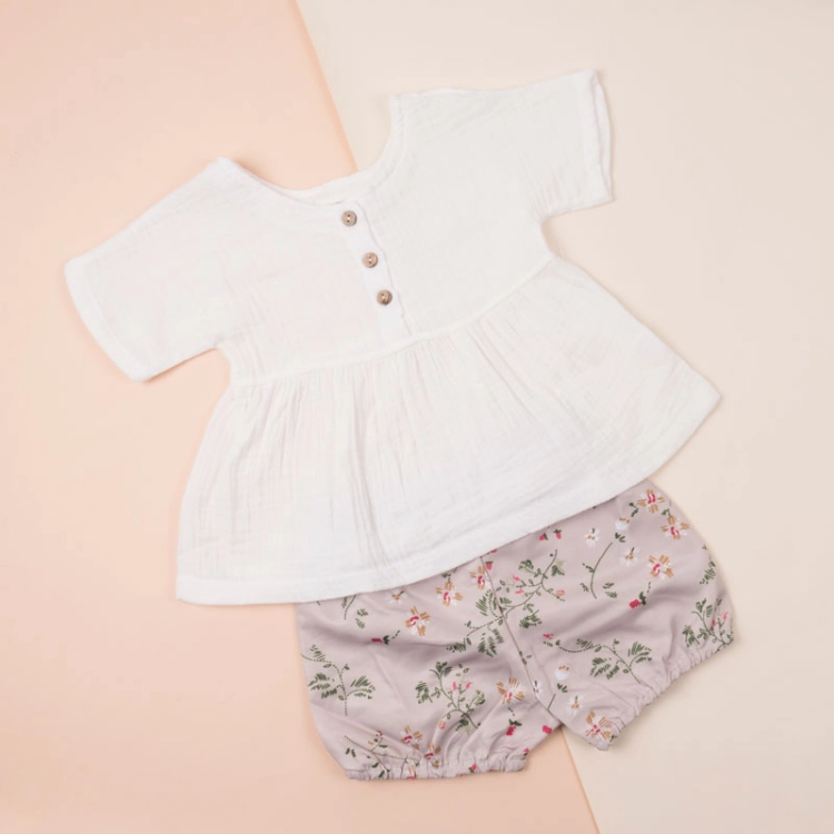 Picture of White Top With Beige Shorts For Baby