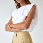 Picture of White High Fashion Padded Shoulder Top For Women