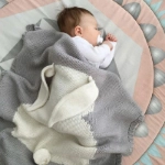 Pink And Grey Rabbit Blanket For Babies (With Name Embroidery) 