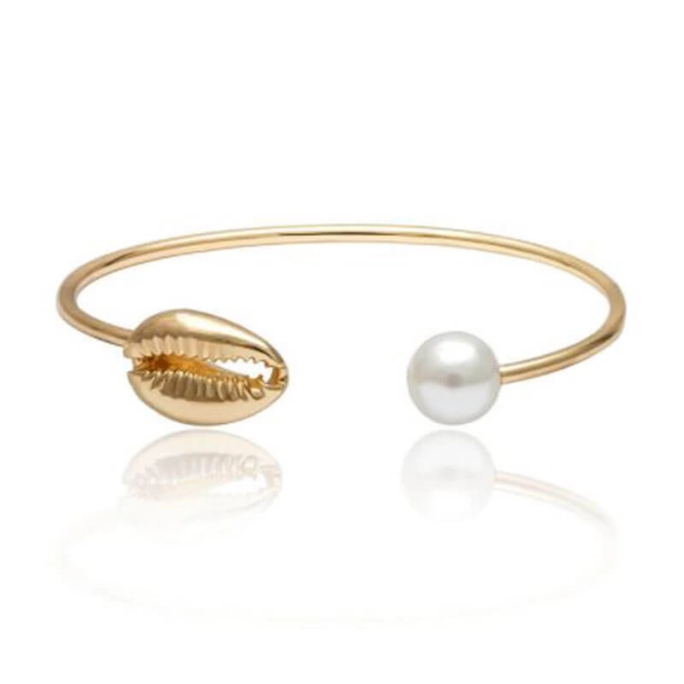 Picture of Golden Bracelet With Pearl End Model 124 For Women