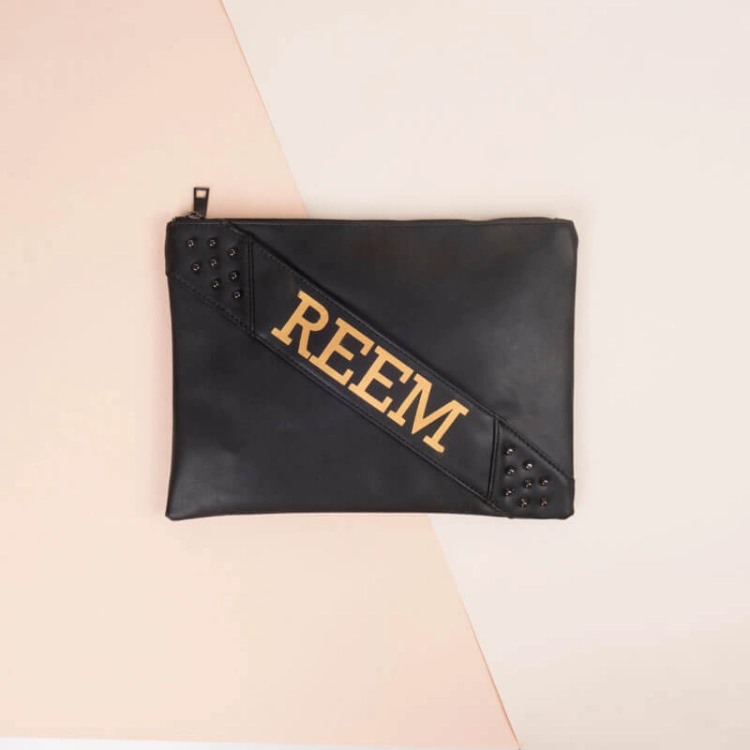 Picture of Black Handbag With Side Strap For Women (With Name Printing)
