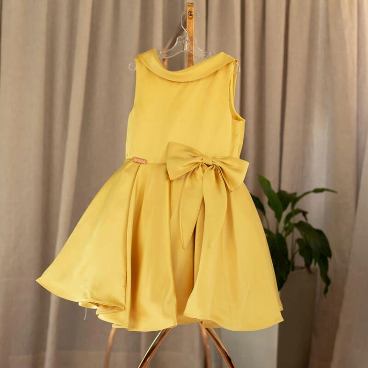 صورة فستان أصفر للبنات - موديل 1