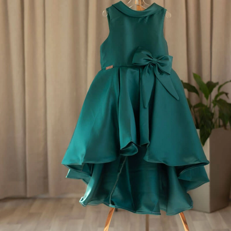 صورة فستان أخضر للبنات - موديل 2