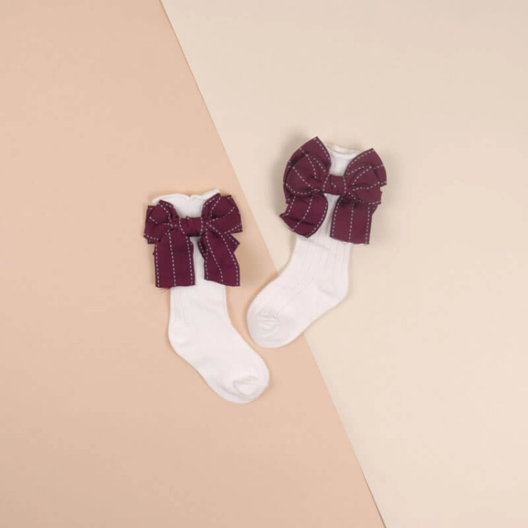 Picture of White Socks With Ribbon Pattern For Girls
