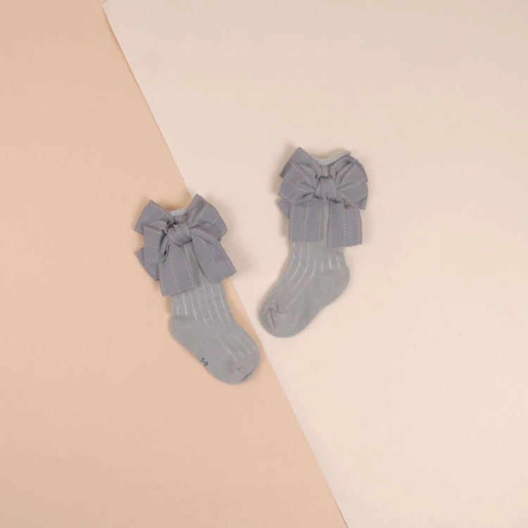 Picture of Grey Socks With Ribbon Pattern For Girls