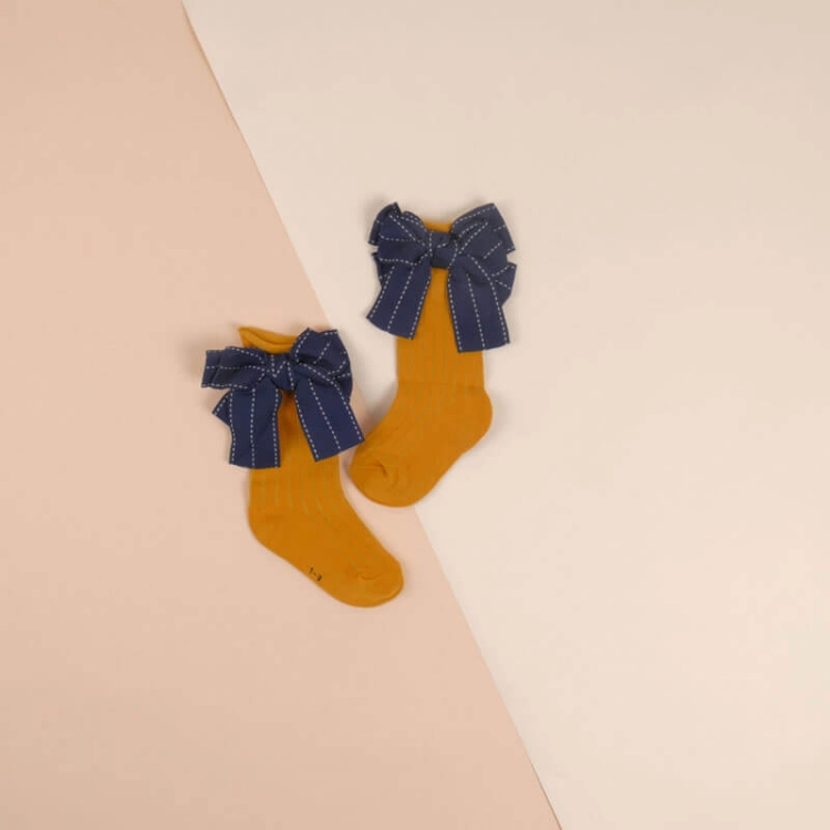 Picture of Yellow Socks With Ribbon Pattern For Girls