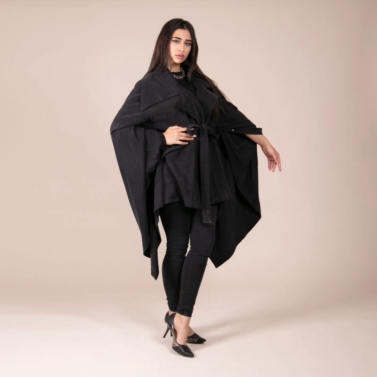 Picture of Black Winter Cape Top For Women