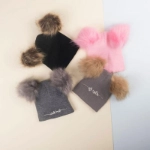 Picture of Black Beenie Cap With Fur For Kids (With Name Embroidery) - Suitable For Below 2 Years