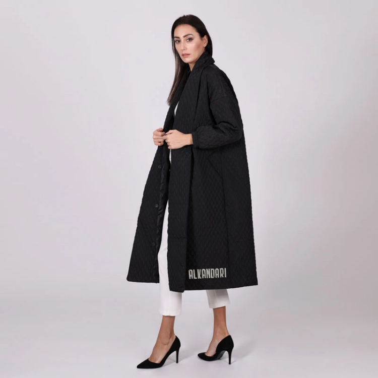 Picture of Long Black Jacket For Women (With Name Embroidery)