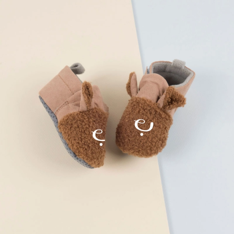 Picture of Brown Soft Fur Shoes For Baby (With Alphabet Printing Option)