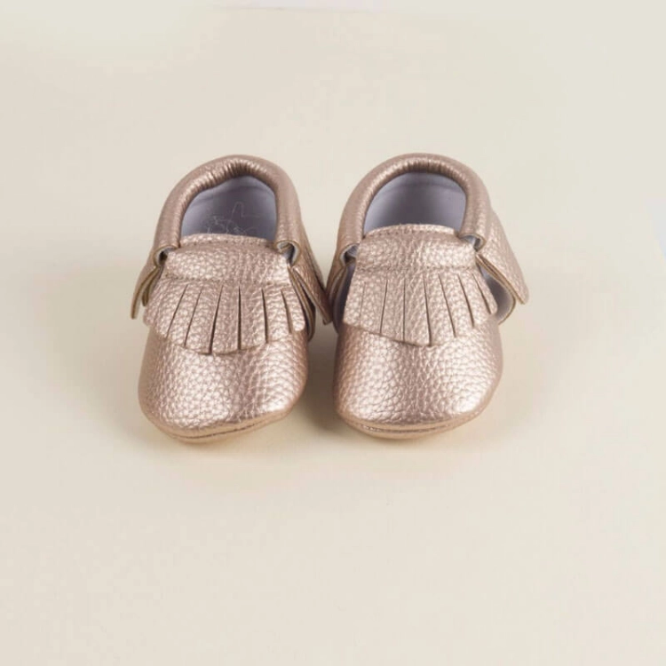 Picture of Gold Soft Leather Shoes For Babies (With Name Printing Option)